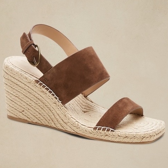 Banana Republic Shoes - BANANA REPUBLIC Espadrille Wedge Sandal, Tobacco Brown Suede, size 8, NEW in box